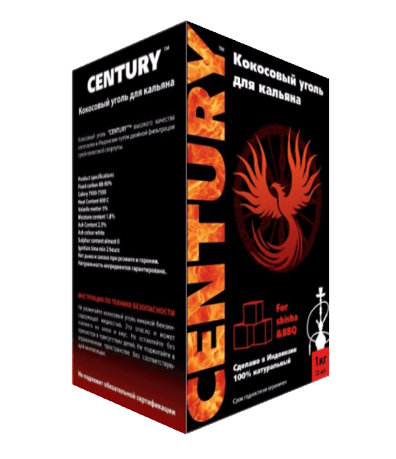 Century 25мм/72шт уголь для кальяна