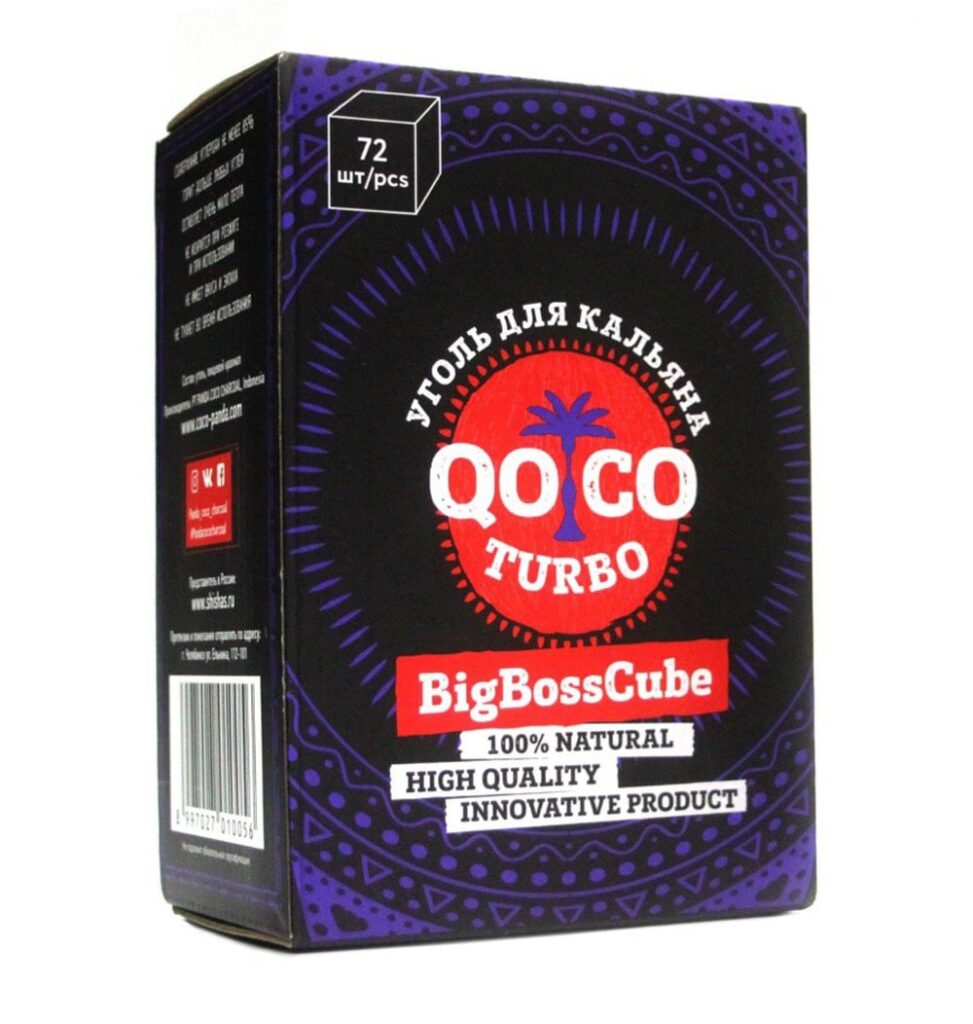 QoCo turbo 25мм/72шт уголь для кальяна